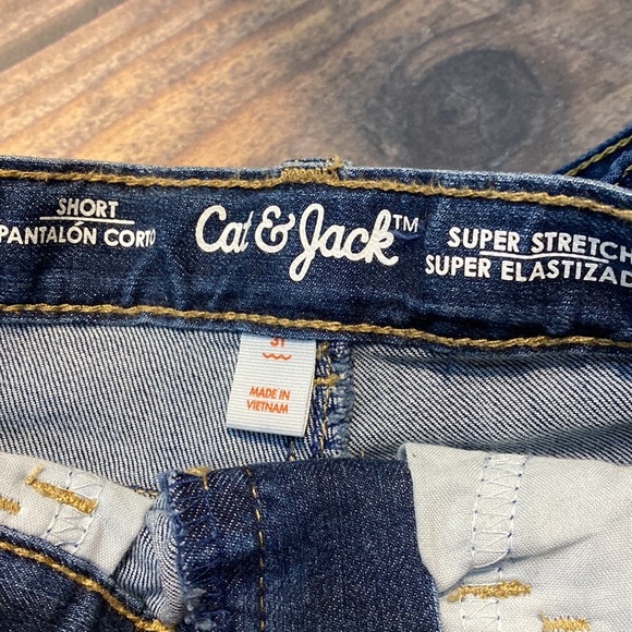 Cat and Jack Girls Denim Shorts stretch shorts 3T and 4T Geranimals White Tank - Picture 10 of 16